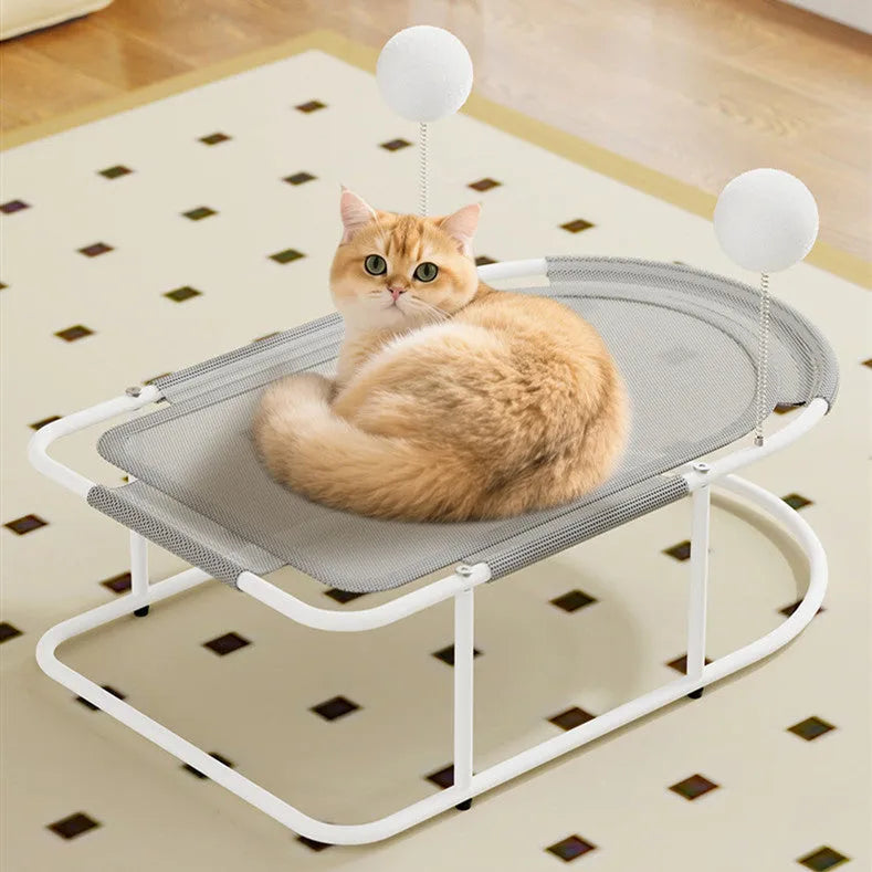 Large fabric cat kennel with breathable bracket framework in grey colour