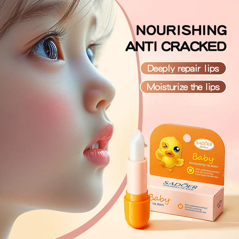 Moisturising anti-chapped lipstick tube in variant shades including marigold, watermelon, and milk.