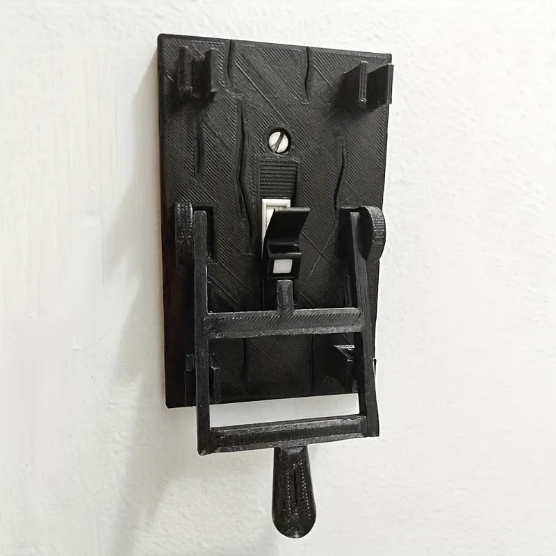 Retro-style decorative wall switch plate with mechanical switch, shown in white PLA material.