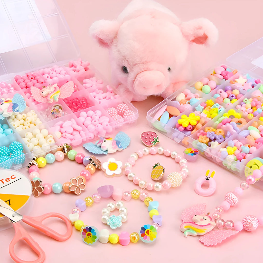 Children's acrylic bead puzzle toy set in 24-grid storage box multi-colour beads