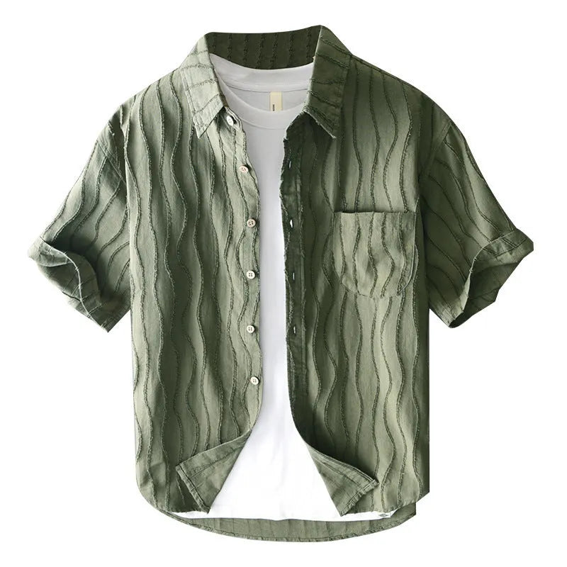 Men's loose fit pure cotton short sleeve casual shirt in apricot colour