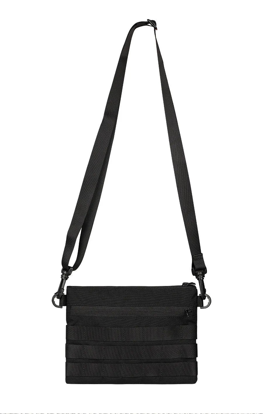 Black Oxford cloth outdoor organiser pouch with compact size for gear organisation.