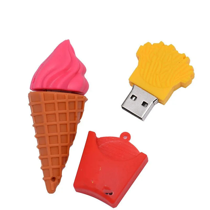 Mini ice cream shaped USB stick in pink colours with plastic casing showing creative personality design