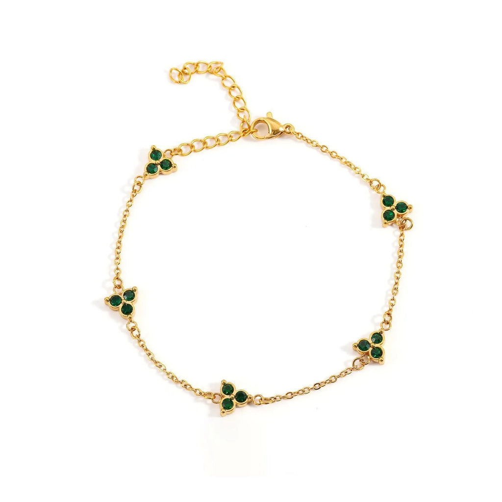 Geometric triangle women's bracelet in stainless steel with a choice of coloured centre stones on a gold or steel band.