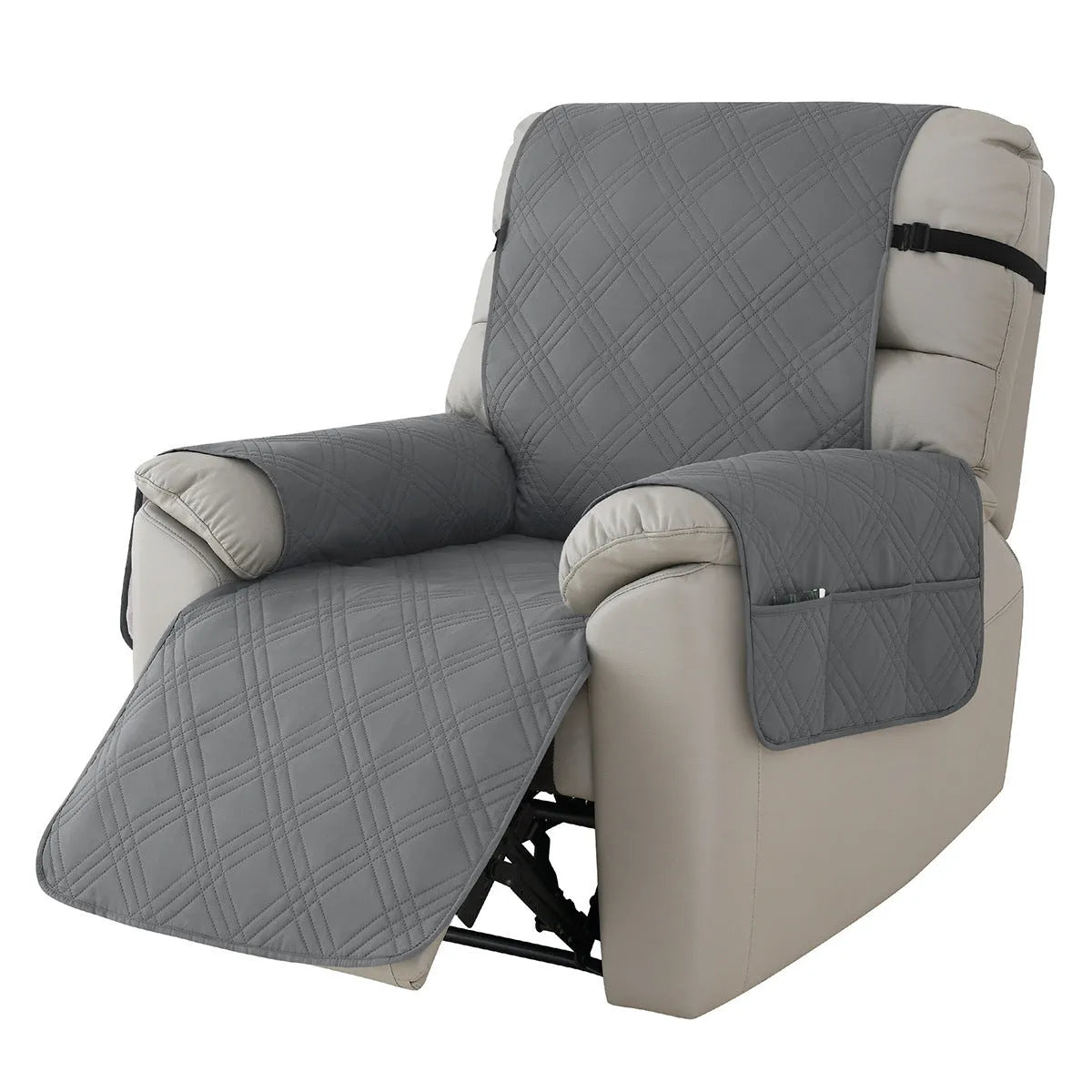 Quilted polyester spandex sofa cover for a Chivas massage chair in burgundy colour.