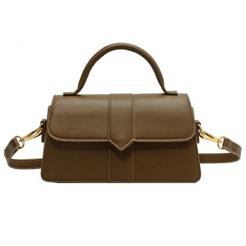 Women's PU messenger bag with file compartment in beige, brown, green, black colours