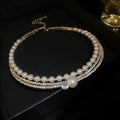 Round curved silver alloy necklace for women, designed as a clavicle chain.