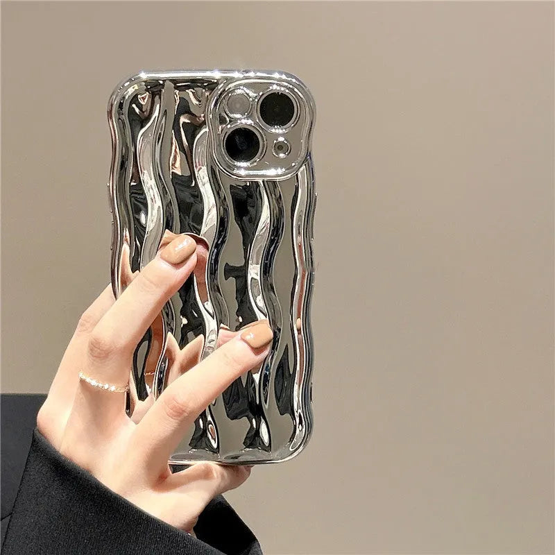 Silicone phone case with ripple texture for iPhone 17 in wavy green colour