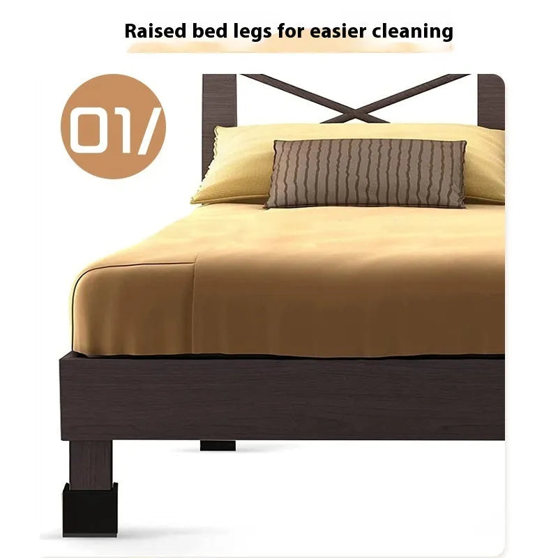 Four black thickened plastic furniture feet mats for height adjustment