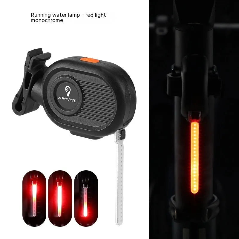 Bicycle taillight with animated running water or waterfall light effect in multiple colour options
