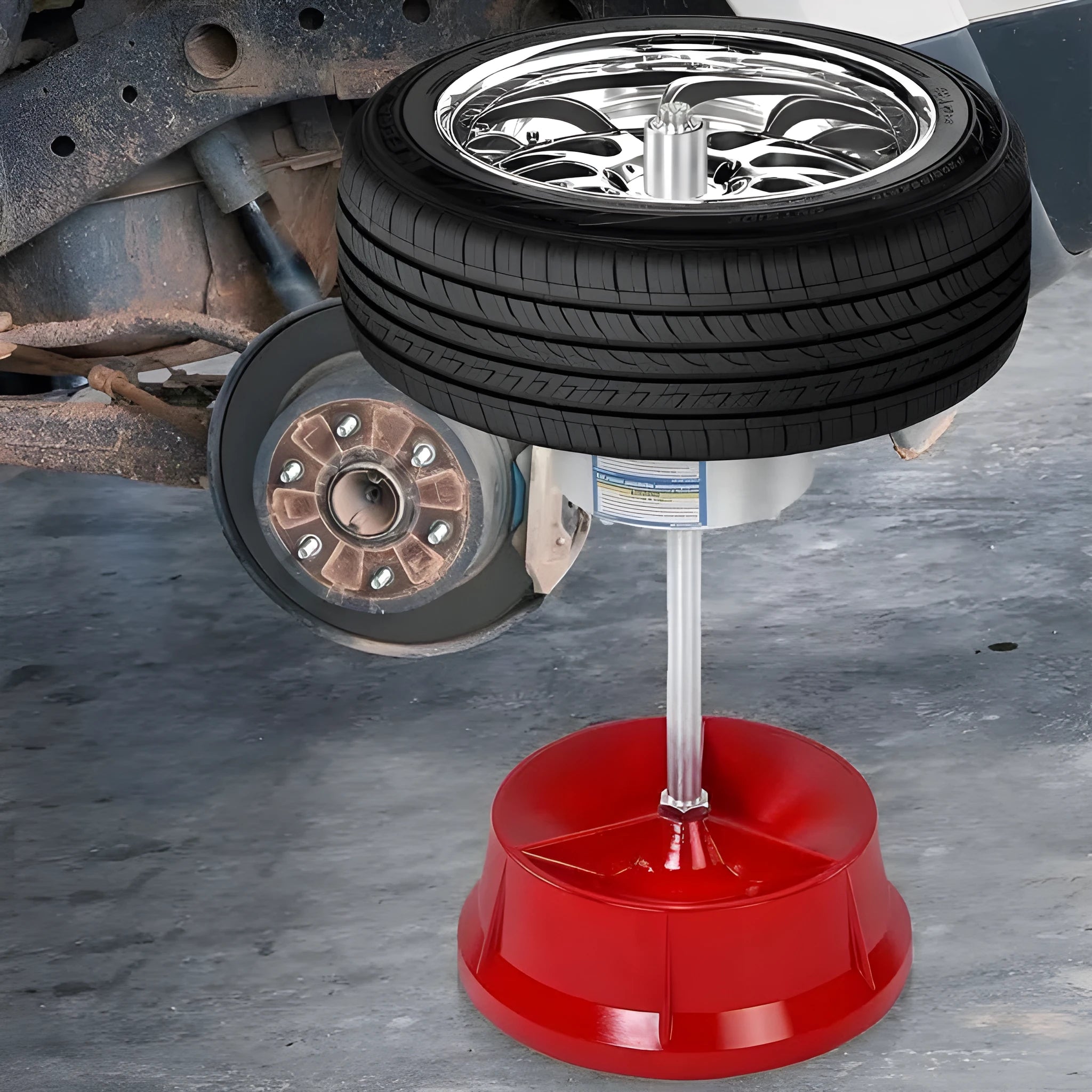 Portable wheel balancer with bull's eye level and aluminium head for 1-1/2" to 4" hubs