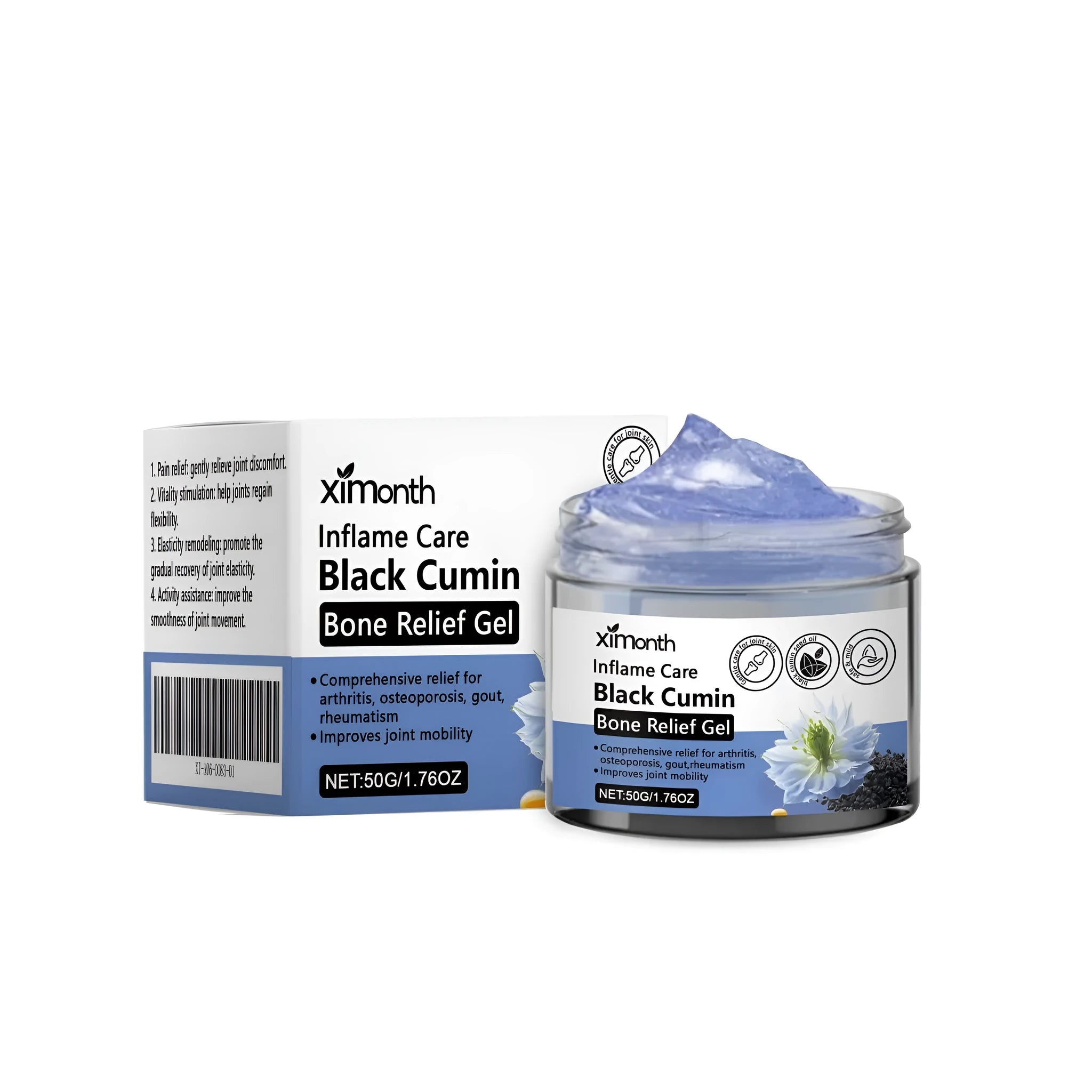 50g tube of Joint Bone Relief Gel with mint and cumin seed oil ingredients.