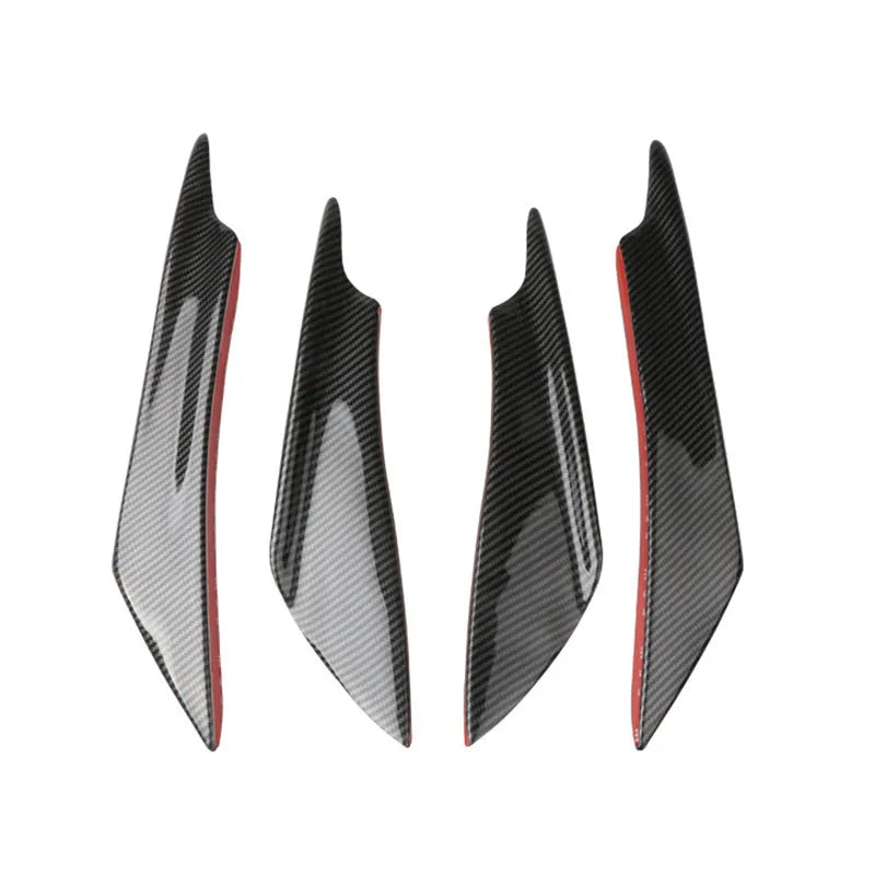 Four-piece carbon fibre pattern bumper blade kit for automotive installation