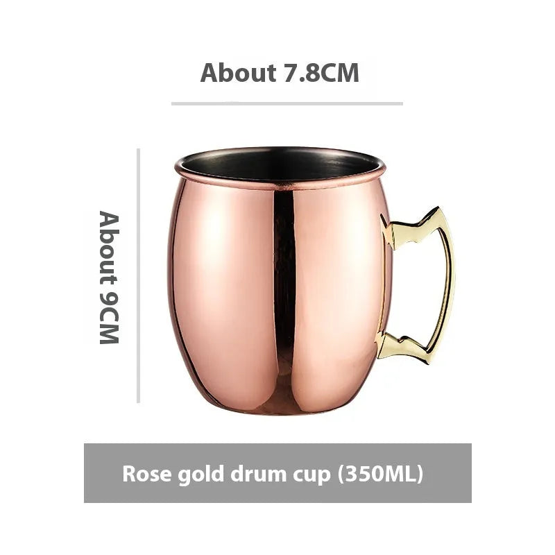 Stainless steel Moscow Mule cocktail glass with copper plating in multiple colour options