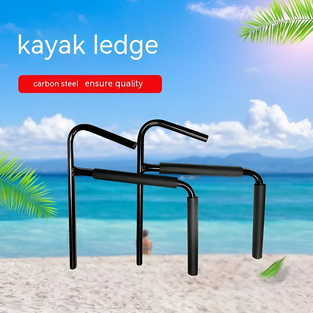 Black powder-coated carbon steel kayak and surfboard wall storage hanger