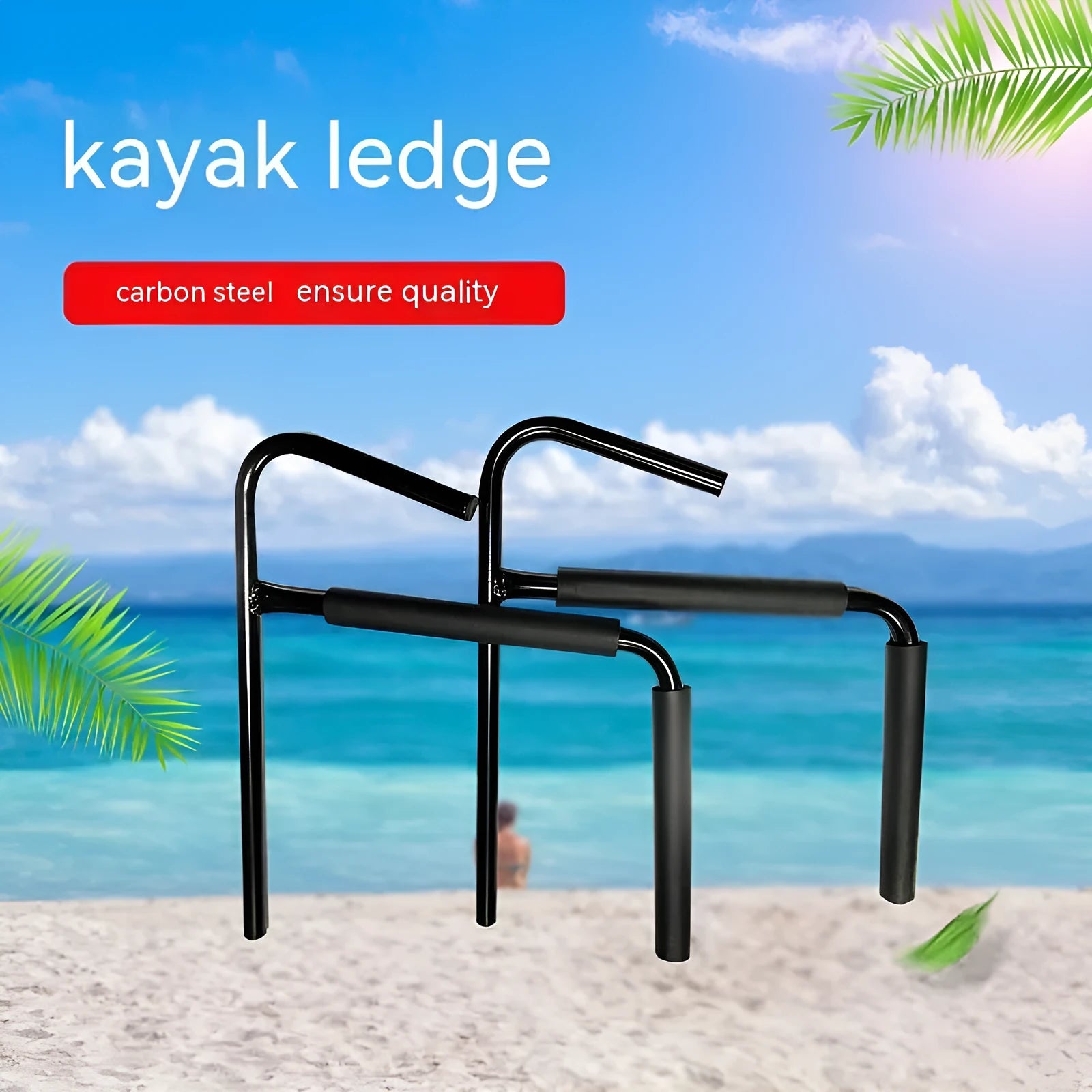 Black powder-coated carbon steel kayak and surfboard wall storage hanger