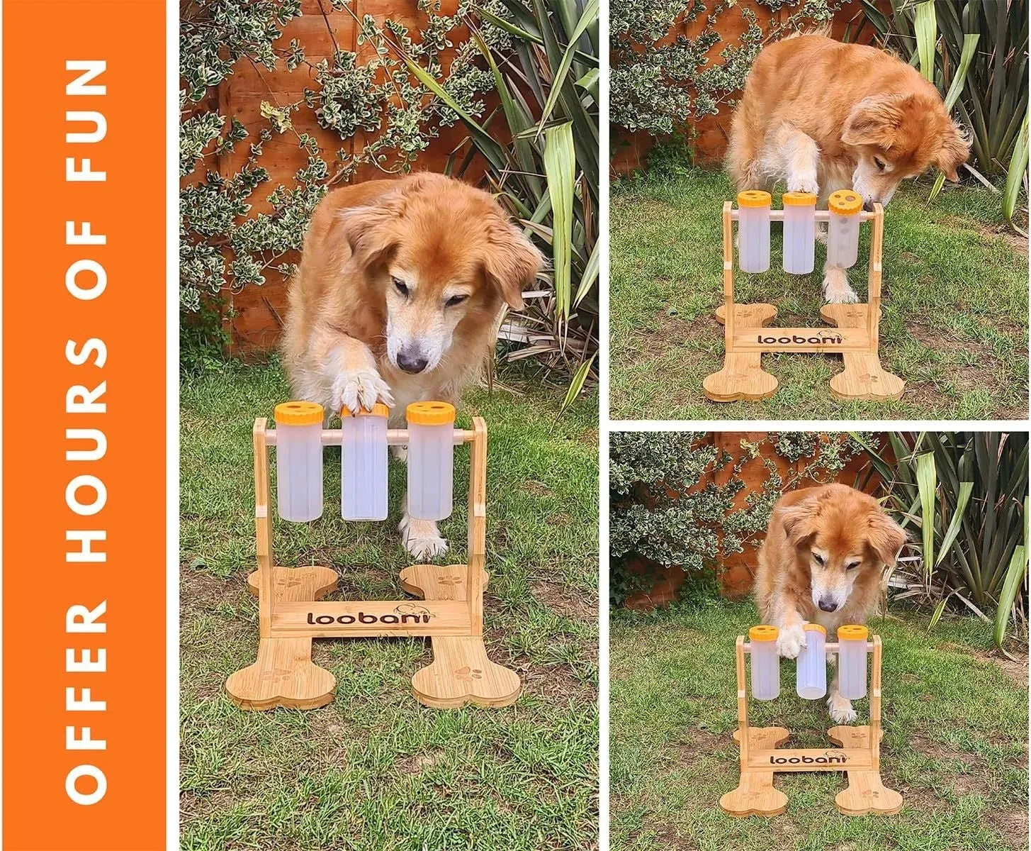 Wooden dog puzzle toy interactive snack dispenser feeder 31x30x20cm pet enrichment activity