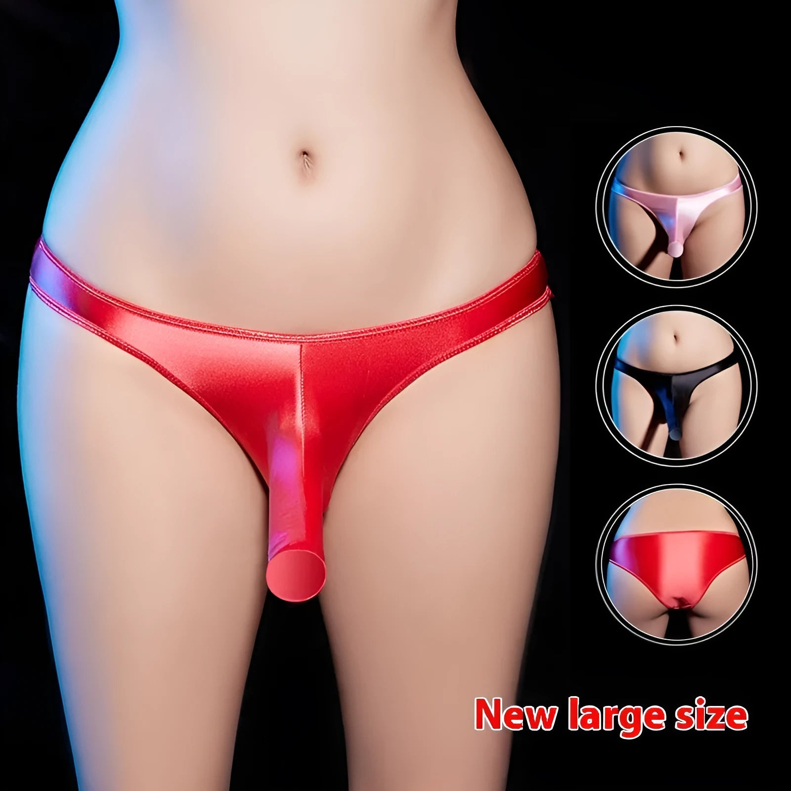 Men's shiny nylon T-back low waist underwear in multiple colours