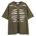 Skull print cotton t-shirt with drop-shoulder sleeves in black colour