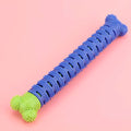 Blue green silicone dog dental cleaning stick with brush head and massage nodules for teeth and gum care