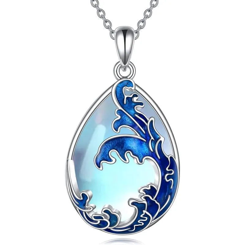 HAILANG women's necklace with blue heart pendant and love elements