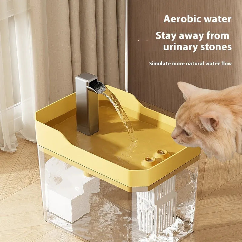 Automatic cat water fountain with transparent cover and circulating water filter system