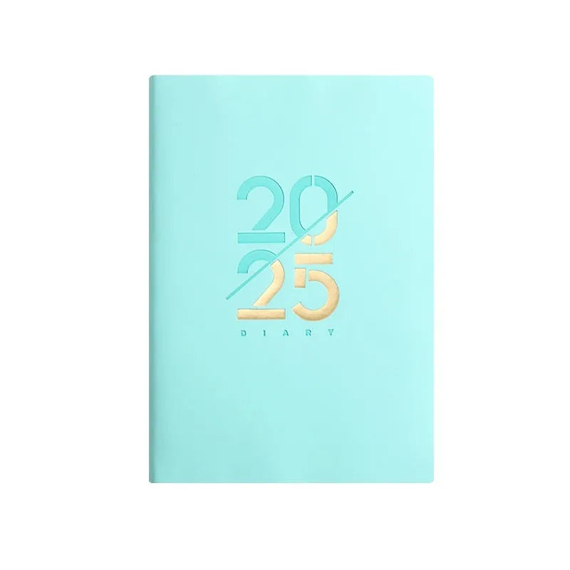 A5 daily planner with soft faux leather cover showing multiple colour options including pink yellow purple blue green