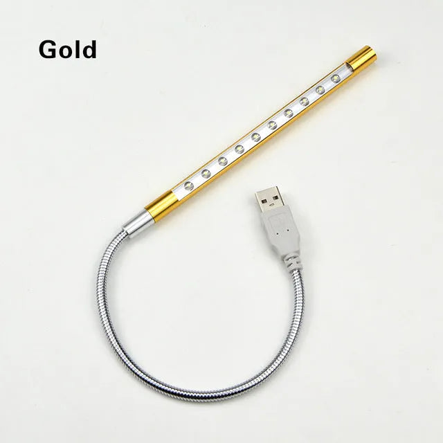 Spiral aluminium USB LED desk lamp in black silver gold blue purple red colours