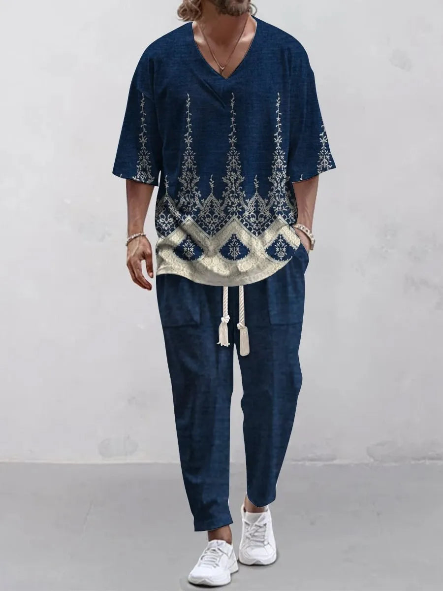 Women's two-piece polyester trouser suit with V-neck cropped sleeves jacket in various colours