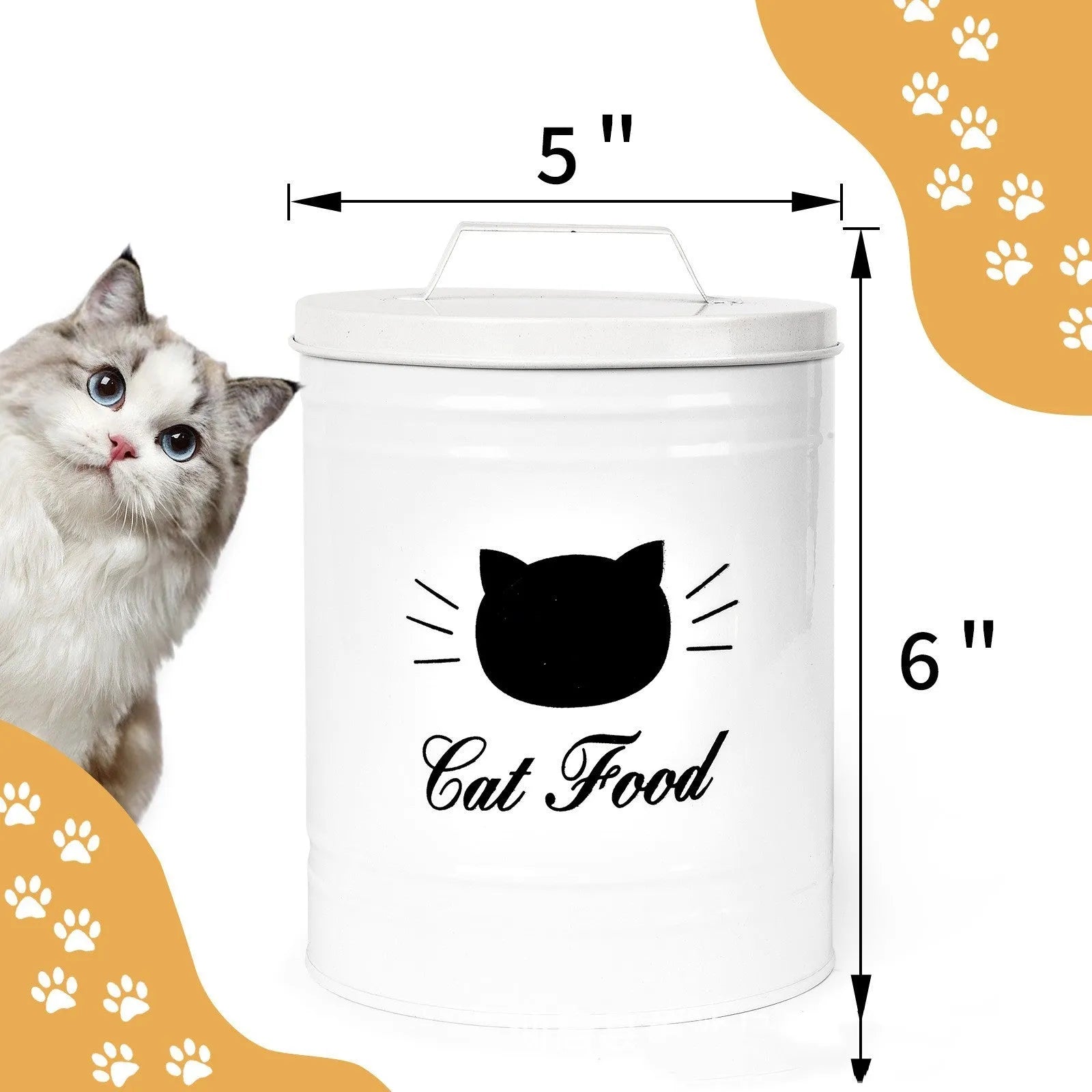 Round black iron storage canister with lid for dry food organisation, 301-500ml capacity