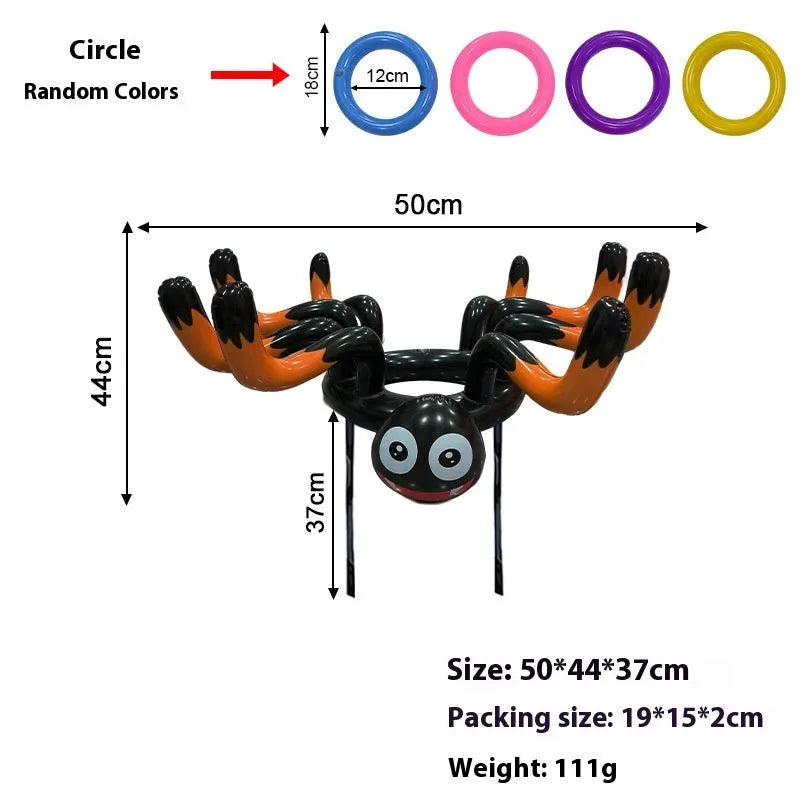 PVC inflatable throwing toy showing octopus, antlers, witch hat, spider, Santa Claus, and rabbit ear styles for Ghost Festival games