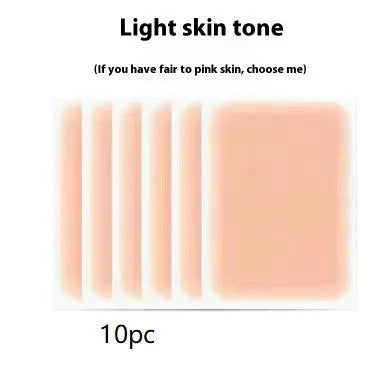 Pack of adhesive tattoo cover patches in various skin tone colours on a white background.