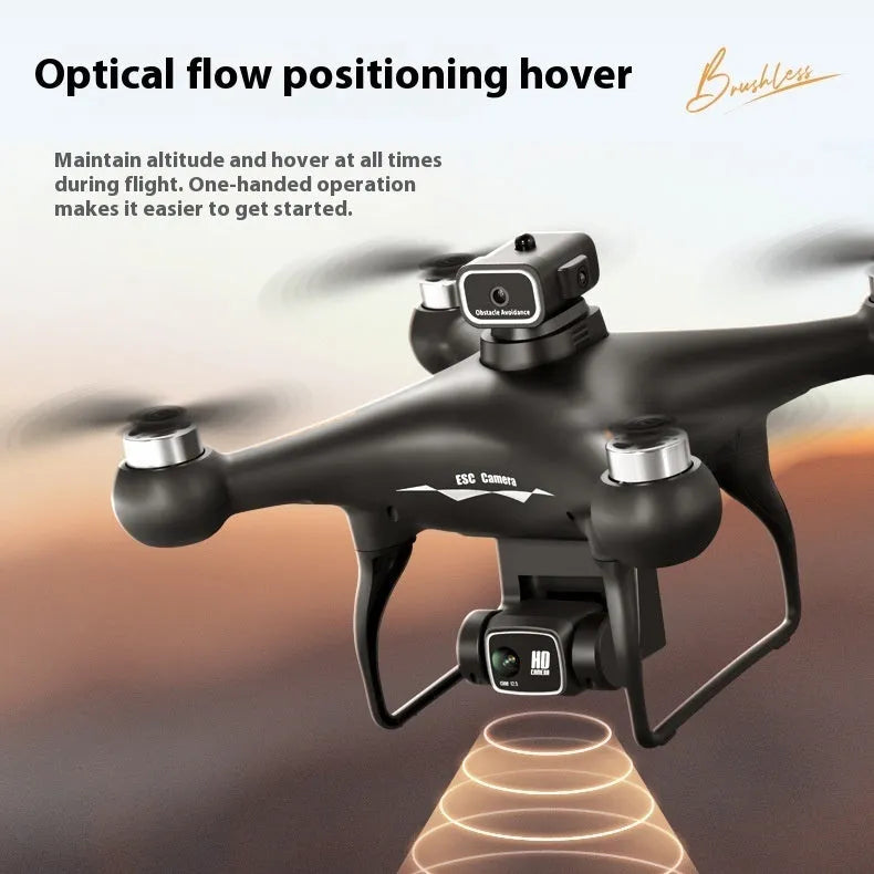 Black plastic brushless UAV drone with four-side obstacle avoidance and HD camera