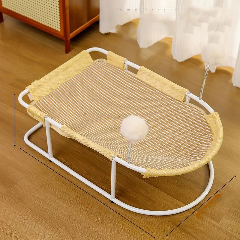 Large fabric cat kennel with breathable bracket framework in grey colour