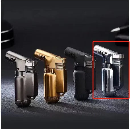 HB805-1 full metal windproof punch lighter in black, gold, gray, or silver finish