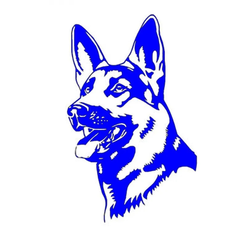 Reflective hunting dog bumper sticker with Alsatian German Shepherd design for car windows