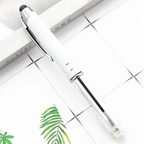 Metal multifunctional pen with capacitive stylus tip, ballpoint pen, and LED light in five colour options