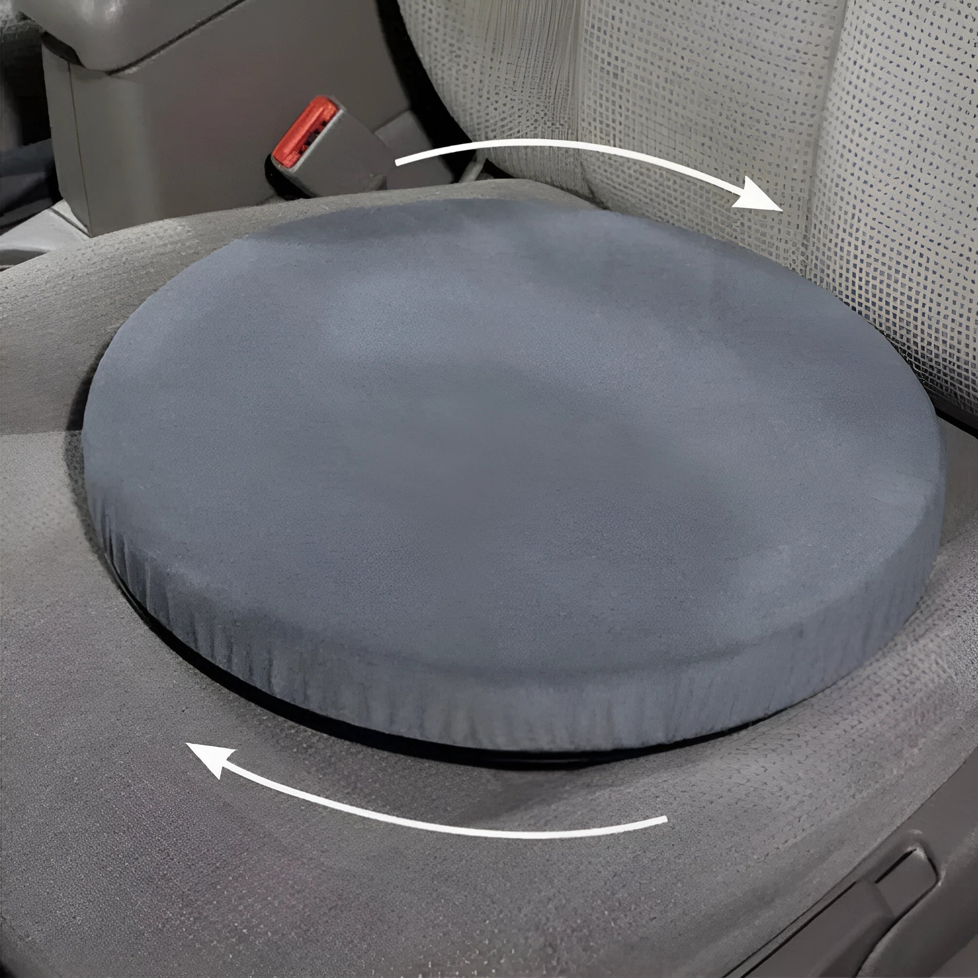 360-degree rotating car seat cushion with slow rebound sponge for elderly back support.