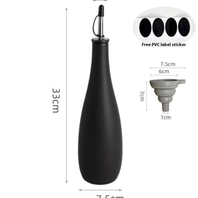 Ceramic kitchen oil pot with sealed lid and funnel in black, white, or coffee colour.
