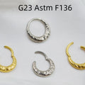 Titanium alloy concave-convex carved nose ring in gold or silver with ASTM F136 certification