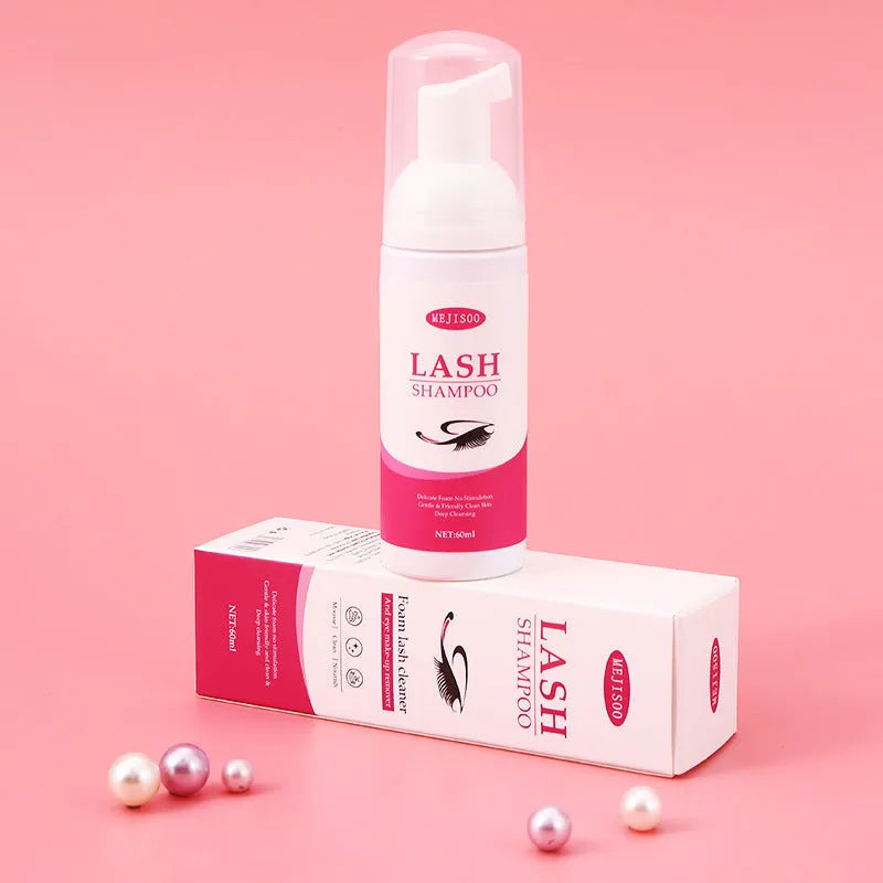 LASH SHAMPOO Mousse Eyelash Cleaning Solution 60ml bottle with applicator