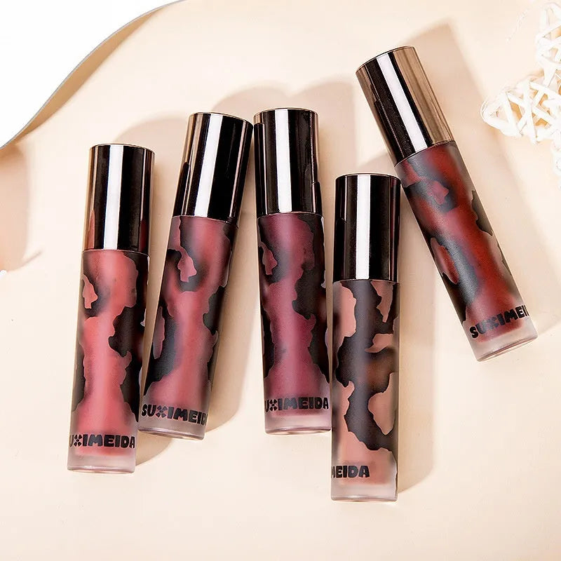 Lava Secret matte lipstick in five colour options including orange brown coffee and jujube red