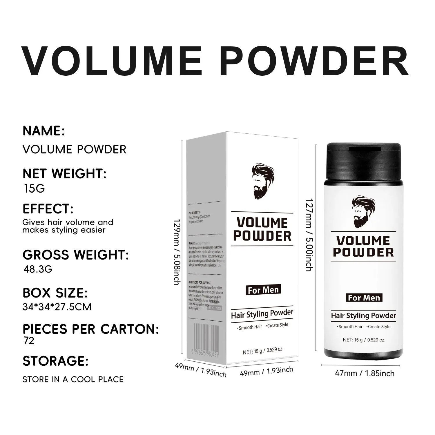 Creative portable hair plumper powder 15g for men with fine hair instant root lift matte finish