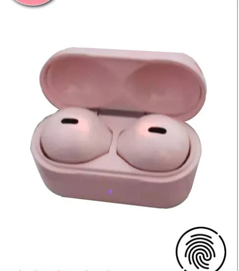 Invisible wireless Bluetooth headset with 9mm miniature earplug design in skin tone, white, and pink colours