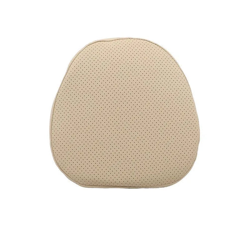 Car headrest cushion, lumbar support, and neck pillow set in brown colour on car seat