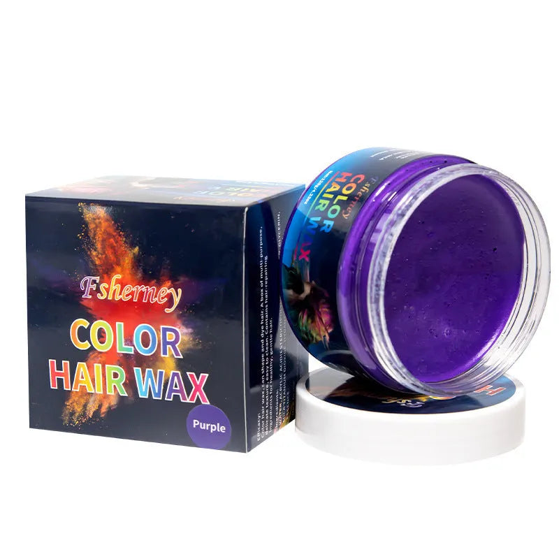 120g hair styling clay pot in one of nine colours: white, orange, red, yellow, blue, green, purple, rose, or granny grey