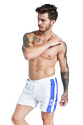 Men's blue lace-up sports shorts with padding and slim fit design