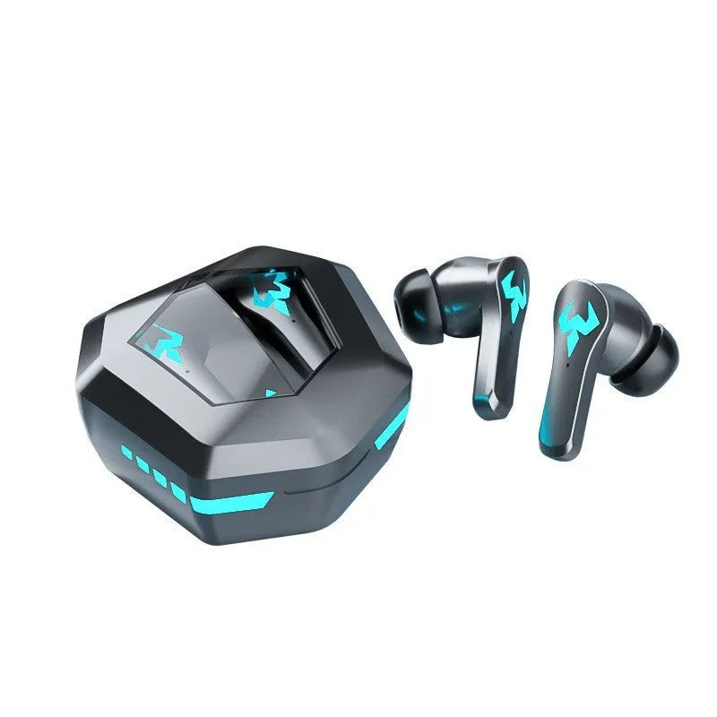 Black wireless in-ear sports gaming headset with Bluetooth 5.0 and 10m range