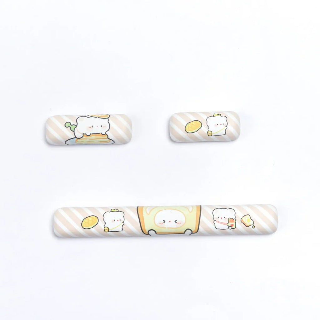 PBT mechanical keyboard key caps with bread bear theme in MOG height profile