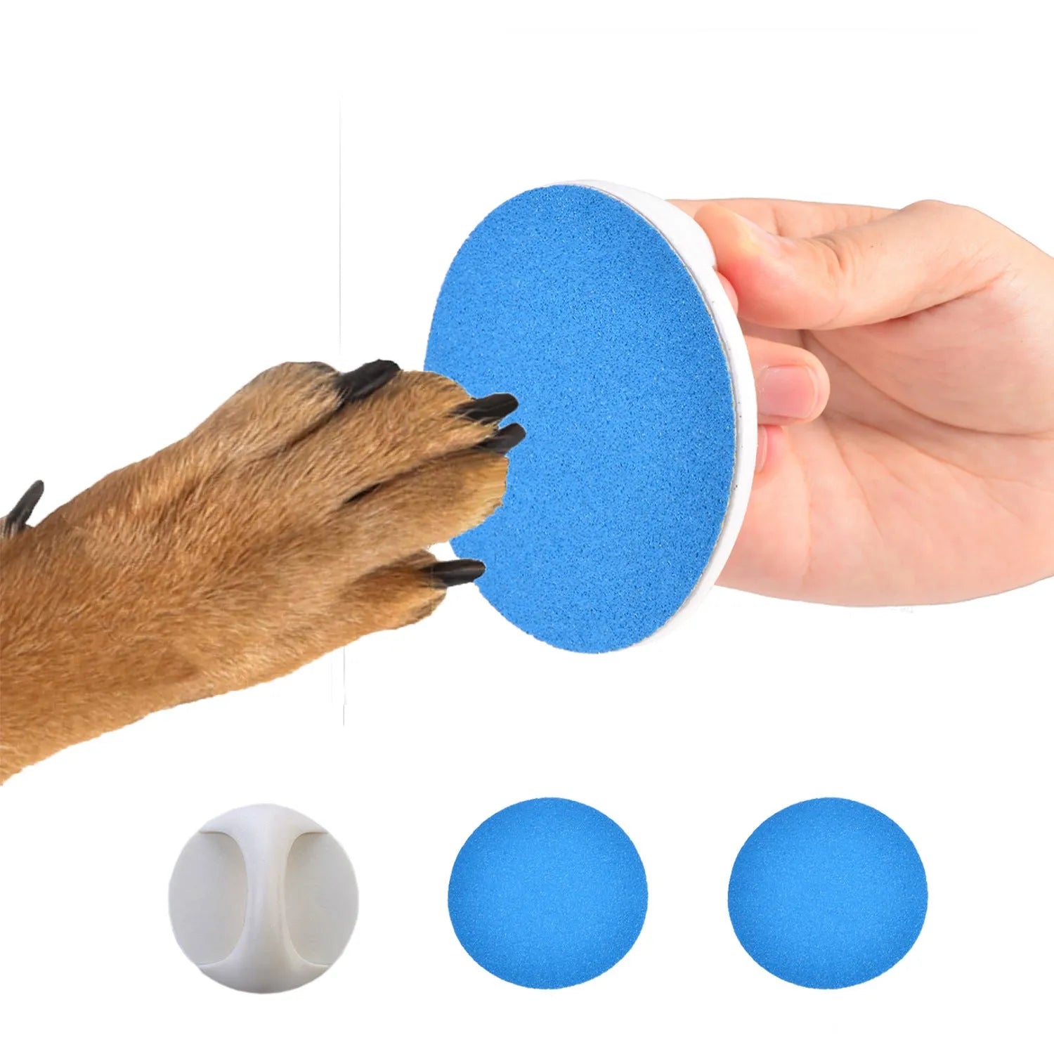 Upgraded dog nail file scratch board with ergonomic handle in one of four colours: black, blue, green, or yellow.